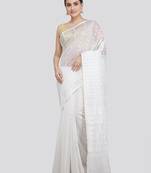 Pinkloom Women'S White Hand_Woven Soft Cotton Jamdani-Sarees Without Blouse Piece