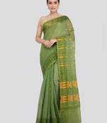Pinkloom Women'S Green Hand_Woven Soft Cotton Jamdani-Sarees Without Blouse Piece