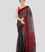 Pinkloom Women'S Black Hand_Woven Soft Cotton Jamdani-Sarees Without Blouse Piece