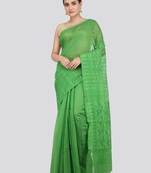 Pinkloom Women'S Green Hand_Woven Soft Cotton Jamdani-Sarees Without Blouse Piece