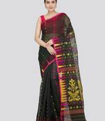 Pinkloom Women'S Green Hand_Woven Soft Cotton Jamdani-Sarees Without Blouse Piece