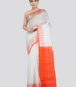 Pinkloom Women'S White Hand_Woven Soft Cotton Jamdani-Sarees Without Blouse Piece