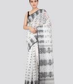 Pinkloom Women'S White Hand_Woven Soft Cotton Jamdani-Sarees Without Blouse Piece