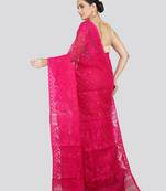Pinkloom Women'S Pink Hand_Woven Soft Cotton Jamdani-Sarees Without Blouse Piece
