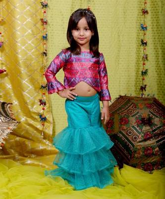 Silk embroidered crop top with sharara 1