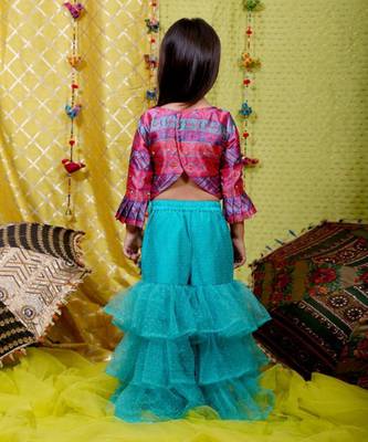 Silk embroidered crop top with sharara 2