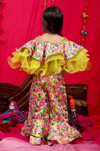 Frilly Ruffled top with Layered Palazzo