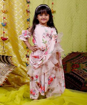 Beige Frilled Sari 1