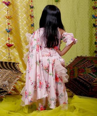 Beige Frilled Sari 2