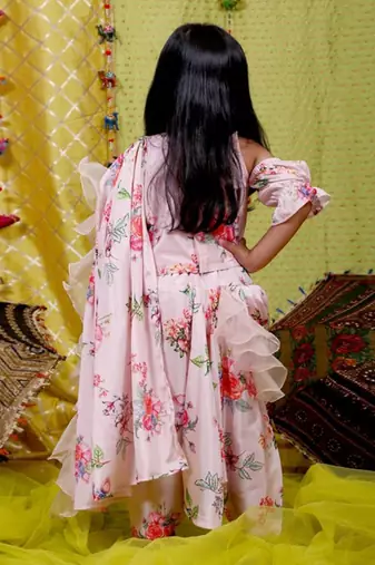 Beige Frilled Sari