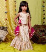 Beige Crop top with Frill Lahenga