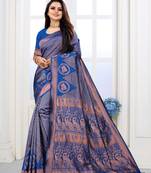 Royal Blue Woven Banarasi silk blend Saree With Blouse