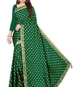 Green Chiffon Foil Print Saree With Blouse Piece