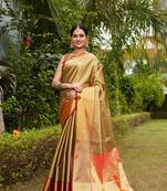 Black hand woven kanchipuram silk blend saree with blouse
