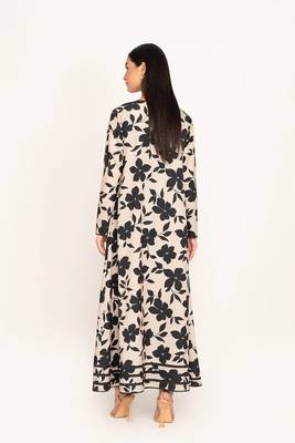 JSDC Floral Printed Chain Style Long Top + Black Inner Combo Dress 2