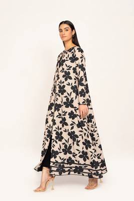 JSDC Floral Printed Chain Style Long Top + Black Inner Combo Dress 3