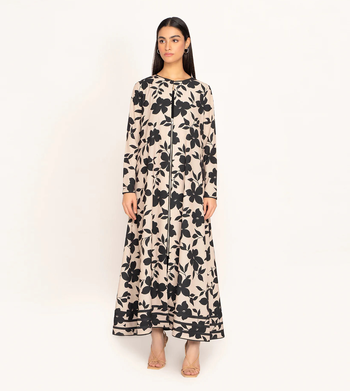 JSDC Floral Printed Chain Style Long Top + Black Inner Combo Dress 4