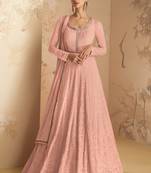 Georgette Anarkali Salwar Suit in Peach