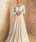Georgette Anarkali Salwar Suit in White