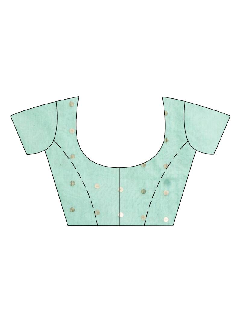 Pastel Green Silk Cotton Pocket Chumki Jamdani handloom saree