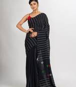 Black Handwoven Cotton Jamdani handloom Saree