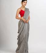 grey Cotton Jacquard handloom Saree