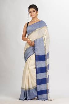 White And Rolex Cotton Check Handloom Saree