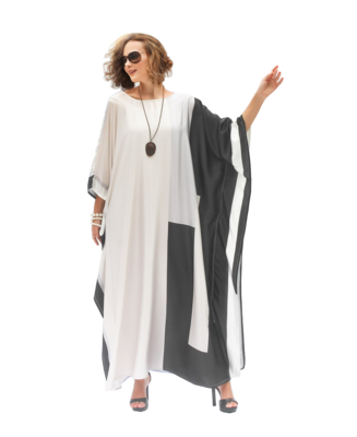 JSDC Geometric Printed Premium Soft Silk Women Wear Long Kaftan 1