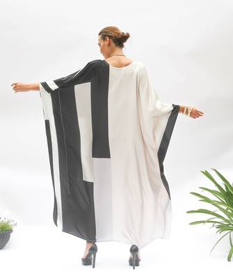 JSDC Geometric Printed Premium Soft Silk Women Wear Long Kaftan 2