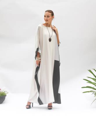 JSDC Geometric Printed Premium Soft Silk Women Wear Long Kaftan 4