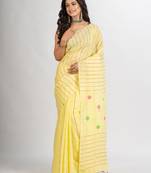 Yollow Red Handwoven Cotton Jamdani handloom Saree