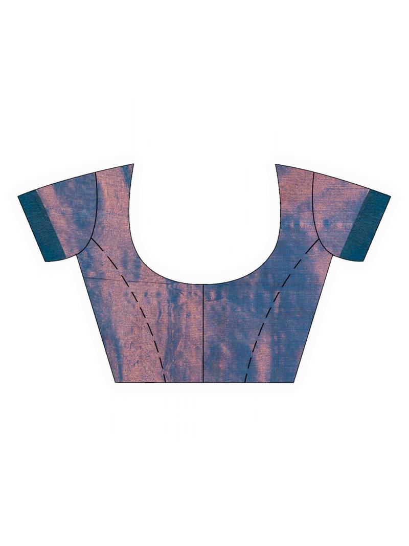 Copper Blue Zari Cotton Tissue Jacquard Border handloom Saree