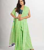 Light Green Handwoven Cotton Jamdani handloom Saree