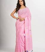 Pink Handwoven Cotton Jamdani handloom Saree