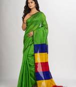 Green Cotton Blend Handloom handloom handloom Saree