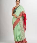 Light Green Handwoven Cotton Jamdani handloom Saree