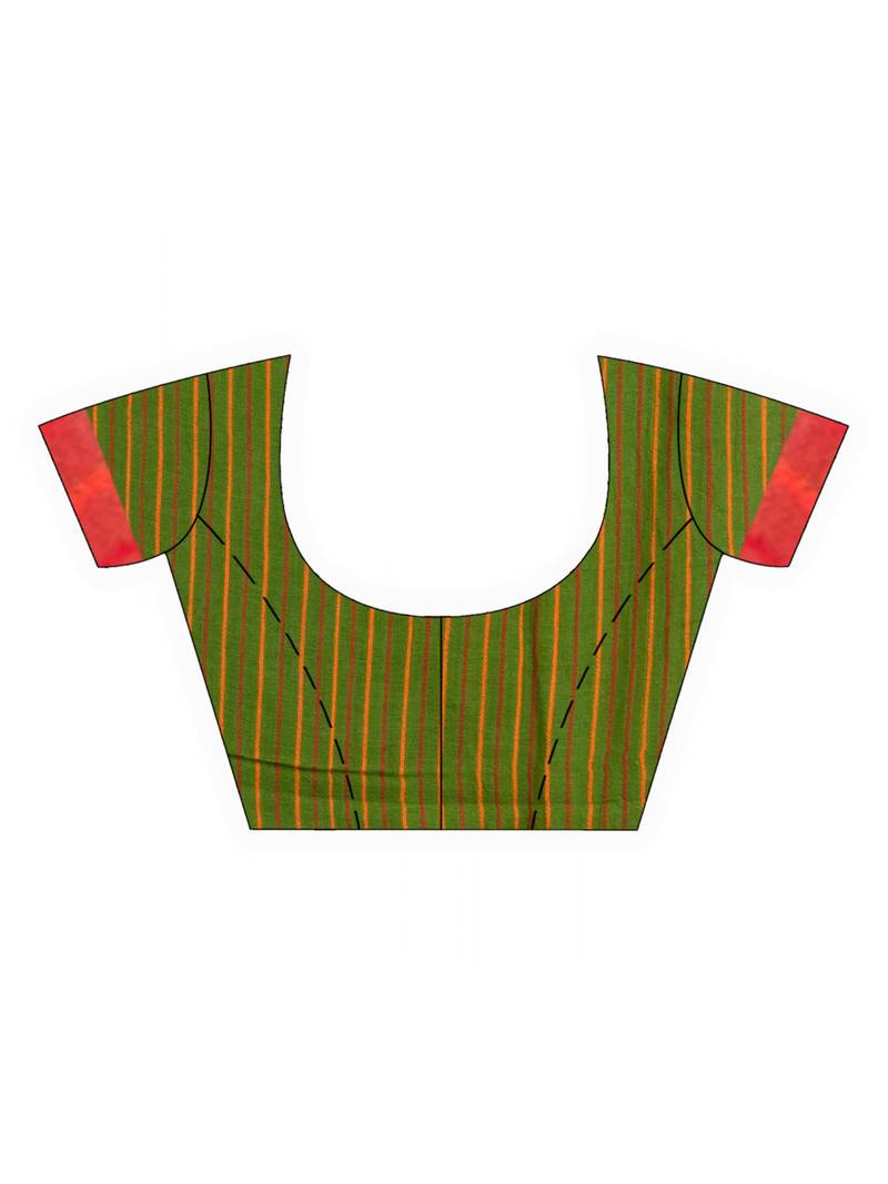 Pista Green Handwoven Cotton Stipe handloom Saree