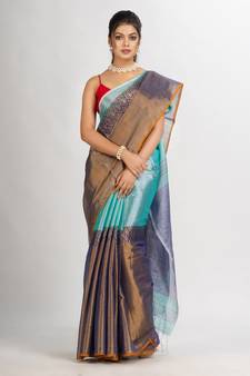 Gold Firoja Zari Cotton Tissue Madhumani Jacquard handloom Saree