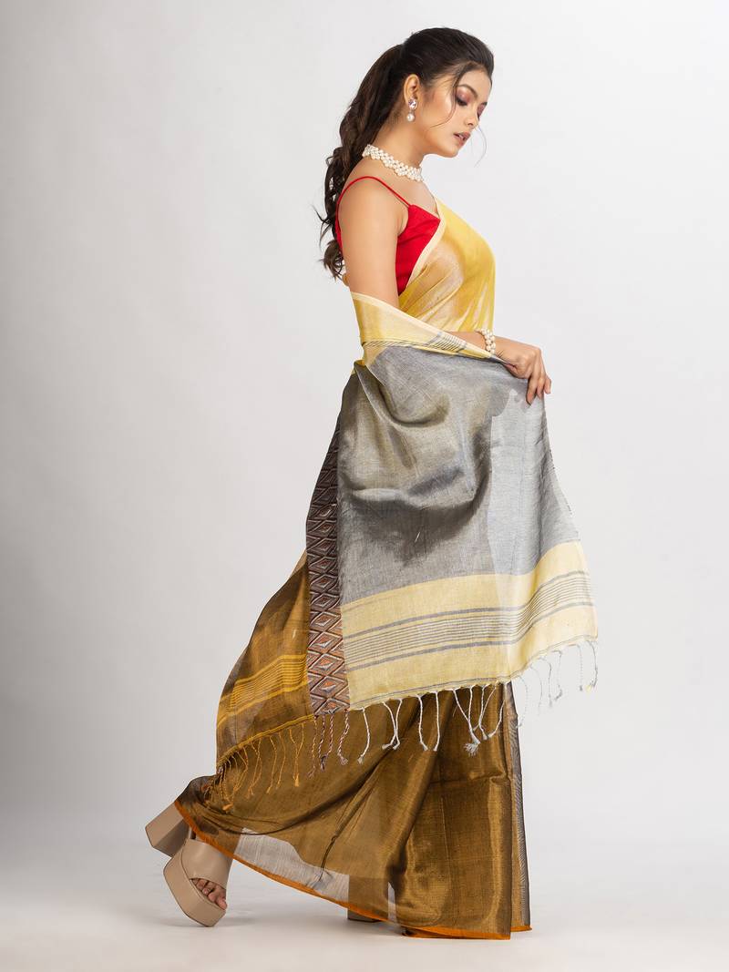 Gold Jungle Zari Cotton Tissue Madhumani Jacquard handloom Saree