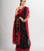 Black Handwoven Cotton Jamdani handloom Saree
