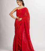 Red Handwoven Cotton Jamdani handloom Saree