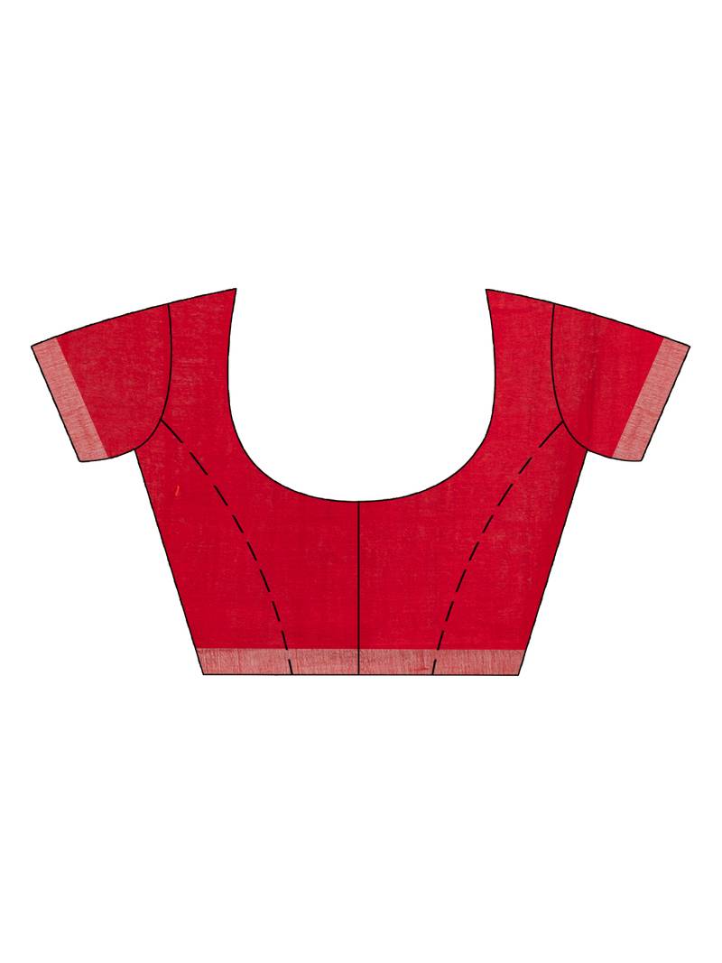 Red Handwoven Cotton Jamdani handloom Saree