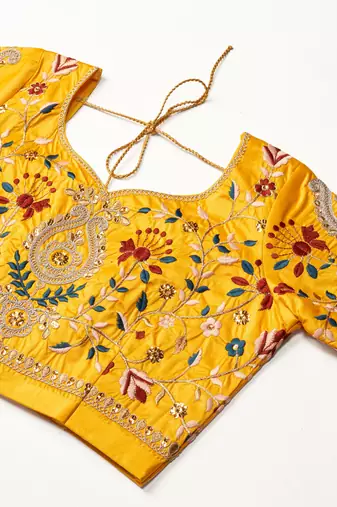 Malay Satin Embroidery Work Wedding, Party Wear Semi-stitched Latest Lehenga Choli With Dupatta