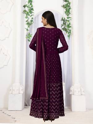 Purple Georgette Embroidery Kurta Pant with Dupatta Salwar Suit 3 Pieces Set 3