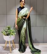 Multicolor plain pre-stitched ready to wear chiffon saree WITH UN-STITCHED BLOUSE