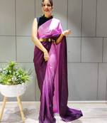 Multicolor plain Pre-Stitched chiffon saree WITH UN-STITCHED BLOUSE