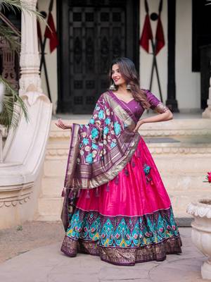 Women's Wear Dola Silk & Printed with foil work Lehenga Choli 1