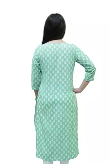 Women's Cotton hand block printed straight embellished kurta