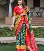 Women's Wear Dola Silk & Patola with Foil Print Saree With Blouse Piece 