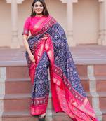 Women's Wear Dola Silk & Patola with Foil Print Saree With Blouse Piece 